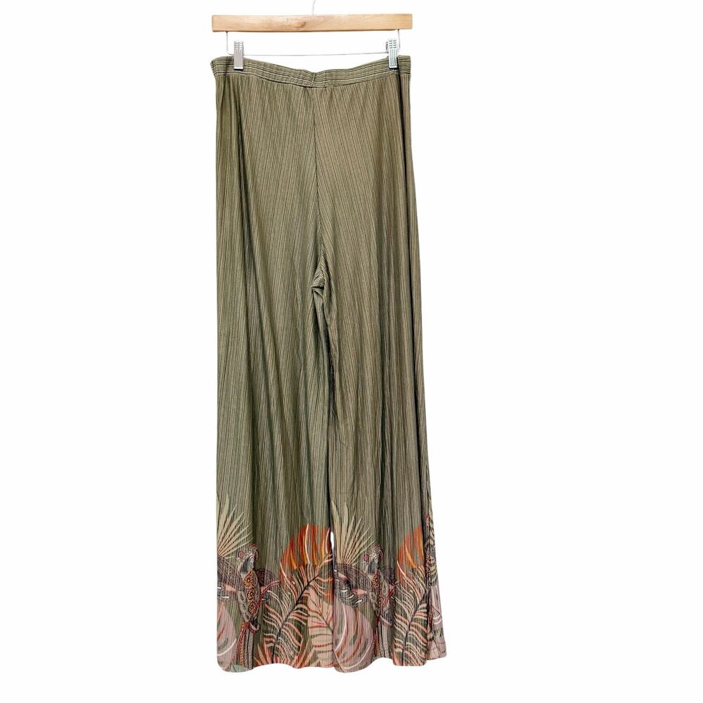 Farm Rio Guadaloupe Wide Leg Pants Olive Green Tropical Print Sz M - Picture 5 of 5
